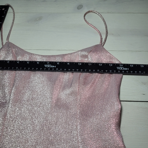 White Fox Dress Pink Metallic Shimmer Fairycore Coquette Barbiecore Spring - Picture 8 of 10